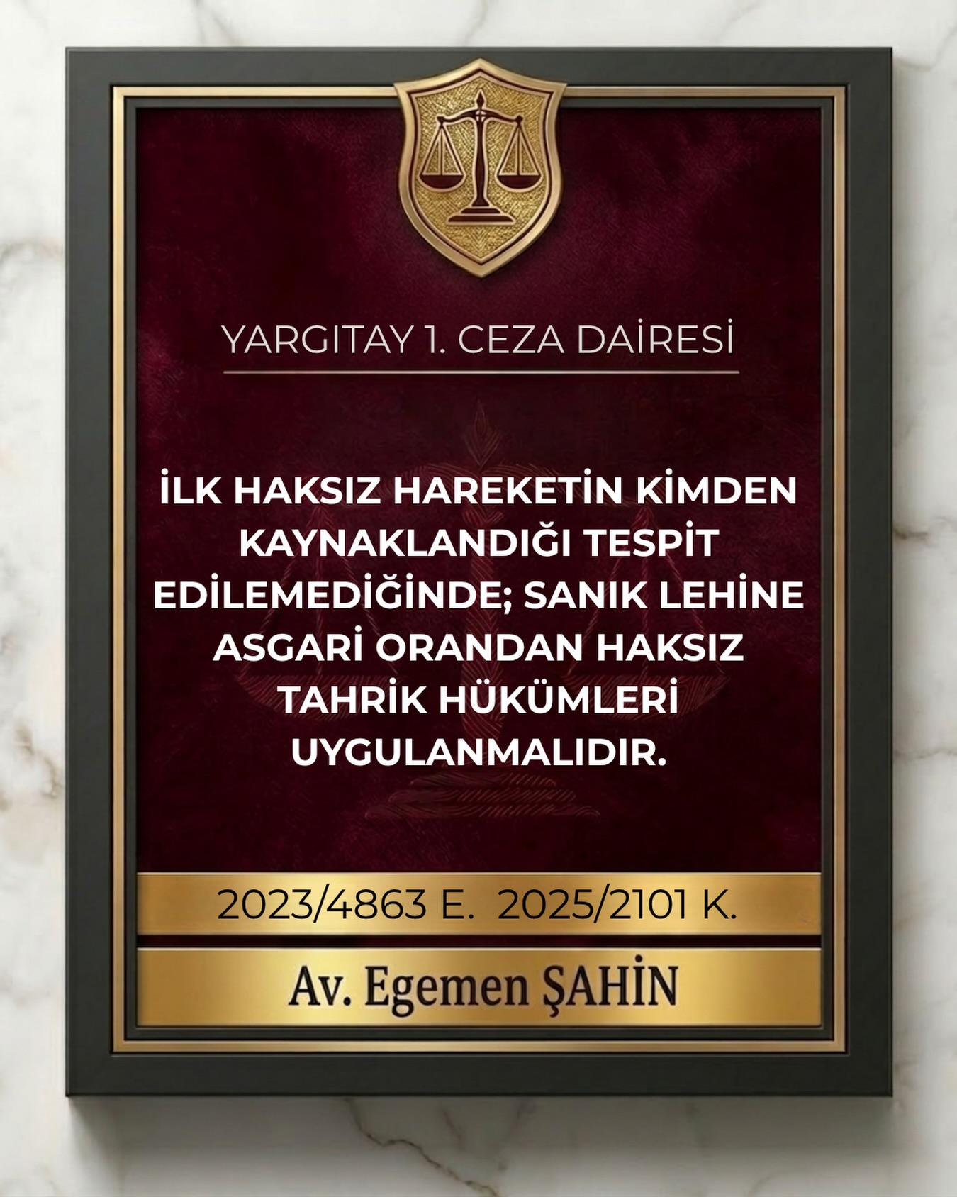 İlk haksız hareketin kimden kaynaklandığı tespit edilemediğinde; sanık lehine asgari orandan haksız tahrik hükümleri uygulanmalıdır.
⚖️Yargıtay 1. Ceza Dairesi
2023/4863 E. 2025/2101 K.