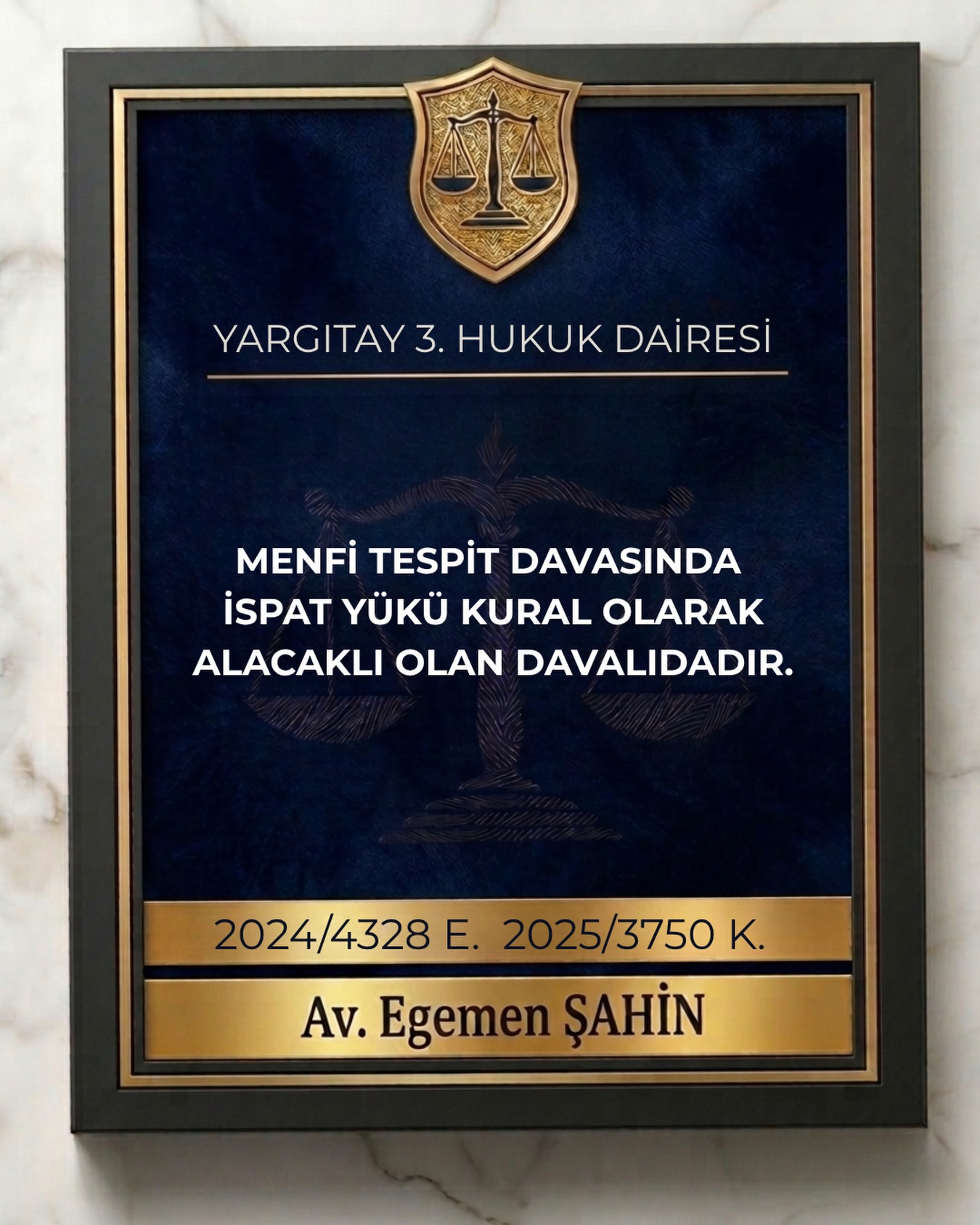 Menfi tespit davasında ispat yükü kural olarak alacaklı olan davalıdadır.
⚖️Yargıtay 3. Hukuk Dairesi
2024/4328 E. 2025/3750 K.
