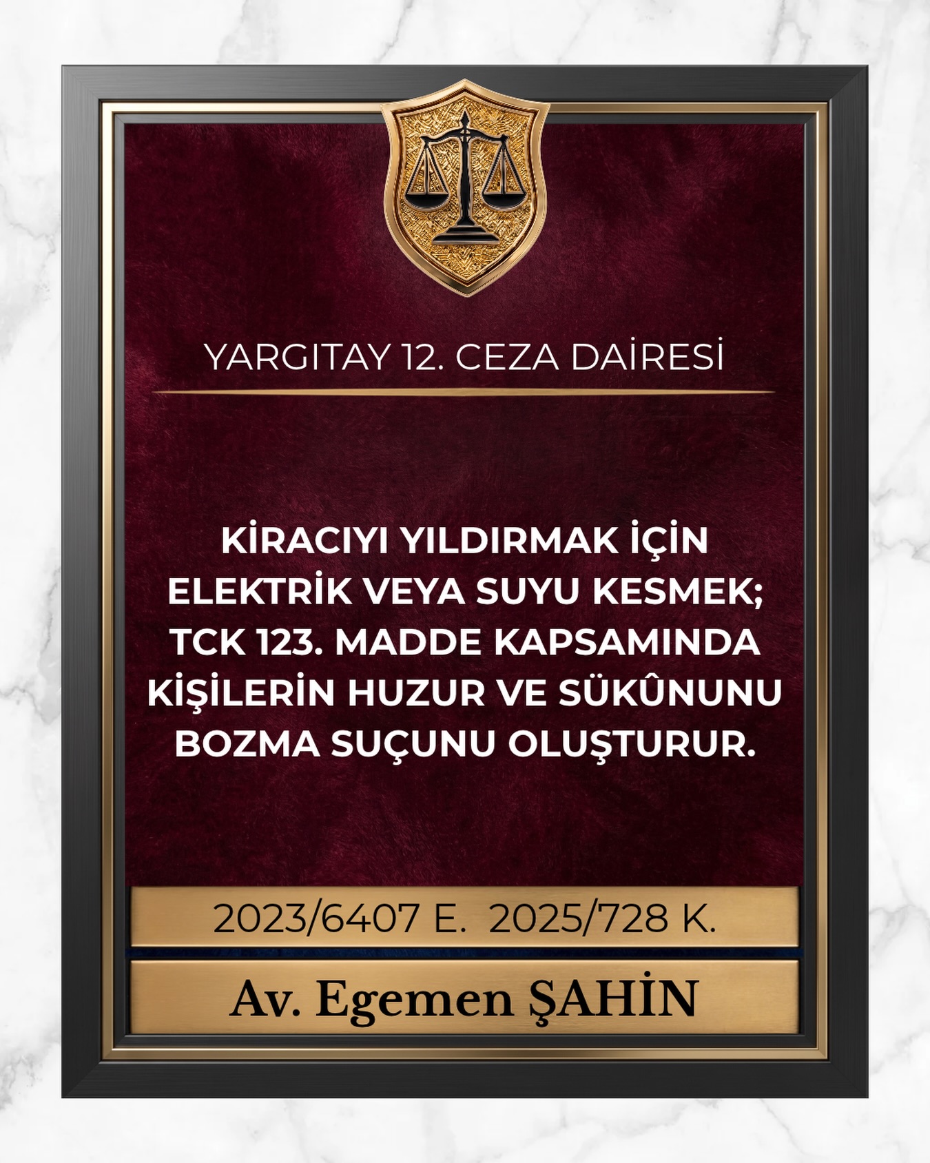 Kiracıyı yıldırmak için elektrik veya suyu kesmek; TCK 123. Madde kapsamında kişilerin huzur ve sükûnunu bozma suçunu oluşturur.
⚖️Yargıtay 12. Ceza Dairesi
2023/6407 E. 2025/728 K.