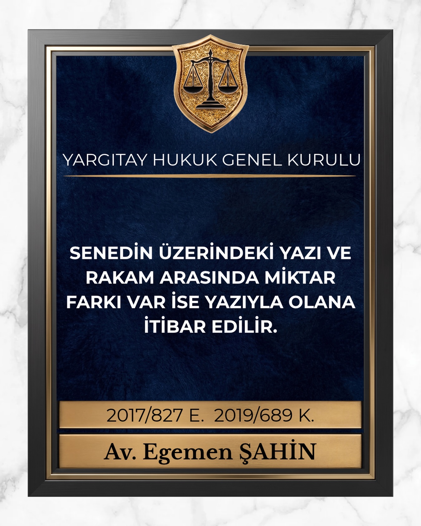 Senedin üzerindeki yazı ve rakam arasında miktar farkı var ise yazıyla olana itibar edilir.
⚖️Yargıtay Hukuk Genel Kurulu
2017/827 E. 2019/689 K.